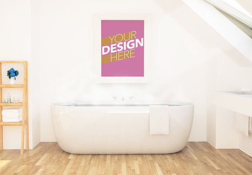 Poster on Bathroom Wall Mockup