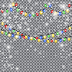 Beautiful snowflake and garlands decoration effect.