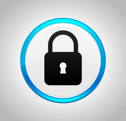 Padlock close icon round blue push button