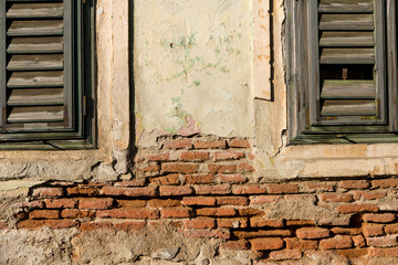 Vintage wall old brickwork, Old authentic city wall brickwork