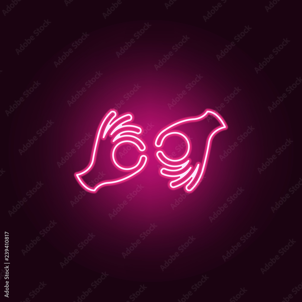 Poster sign language icon. elements of disabled in neon style icons. simple icon for websites, web design, 