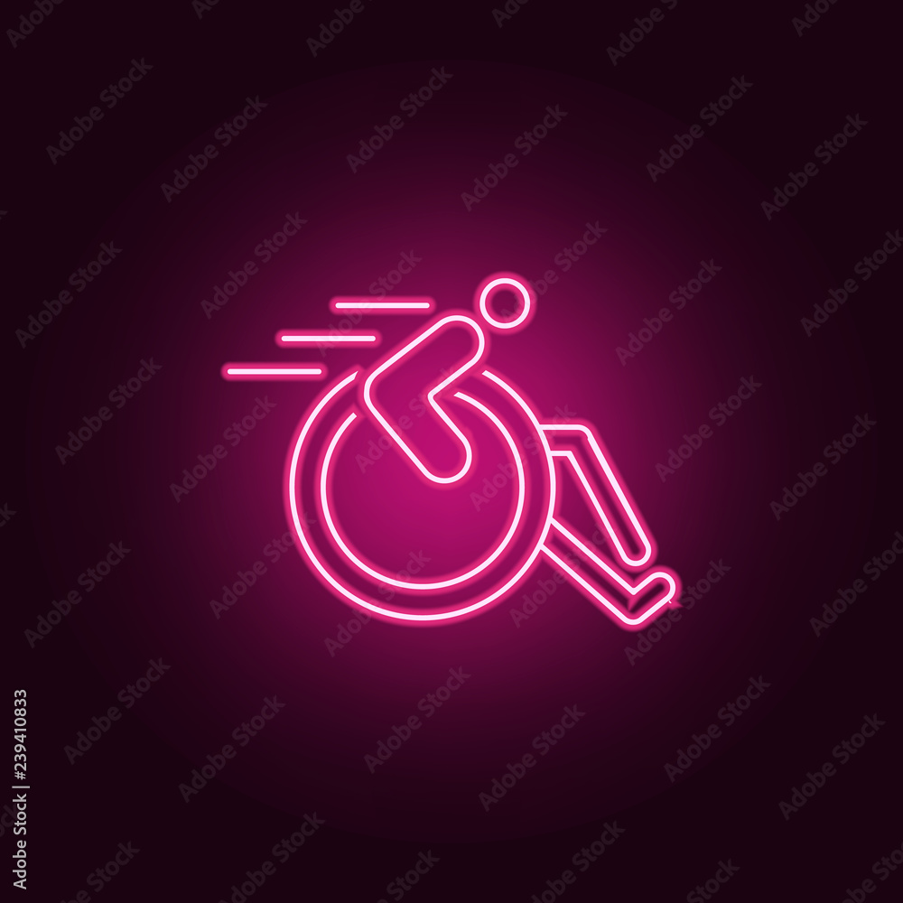 Poster race for the disabled icon. elements of disabled in neon style icons. simple icon for websites, web 