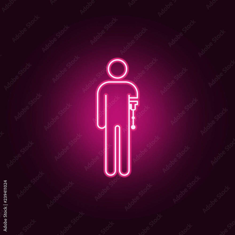 Aufkleber man with a prosthetic hand icon. elements of disabled in neon style icons. simple icon for websites,