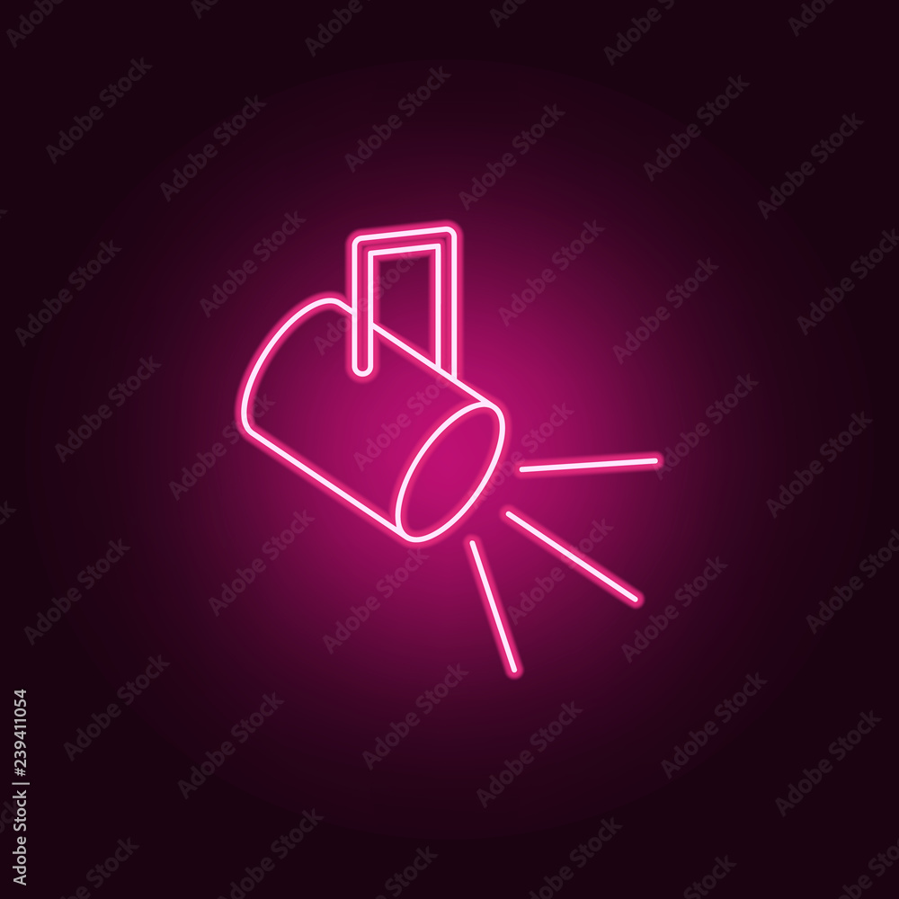 Poster light for the stage icon. elements of spotlight in neon style icons. simple icon for websites, web d