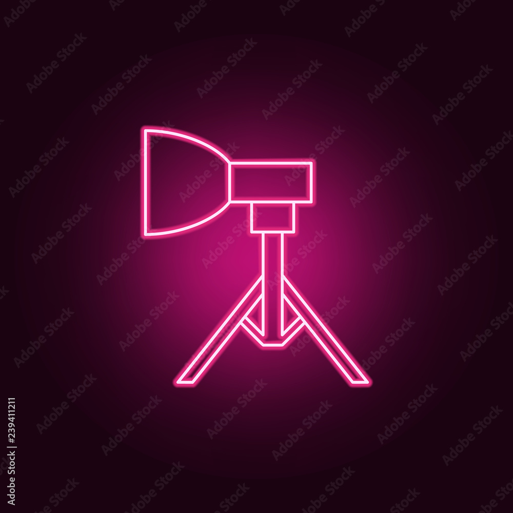 Poster tripod light icon. elements of spotlight in neon style icons. simple icon for websites, web design, 