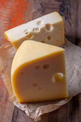 Swiss-style Dutch cheese,made from cow's milk, Maasdam or maasdammer cheese