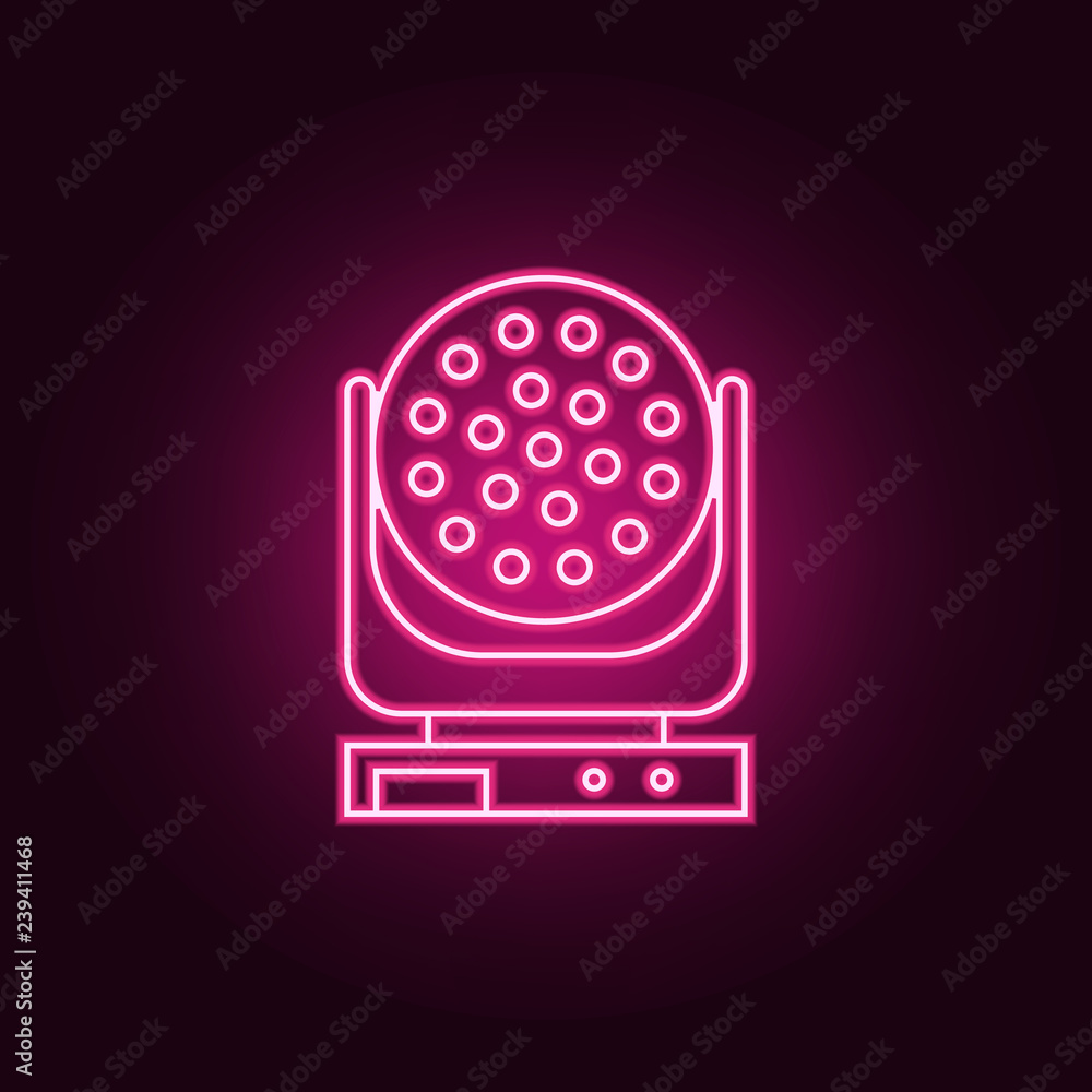 Poster laser lamp icon. elements of spotlight in neon style icons. simple icon for websites, web design, mo