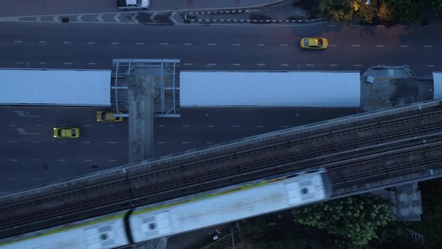 Two passing Skytrain's on Bangkok BTS System.