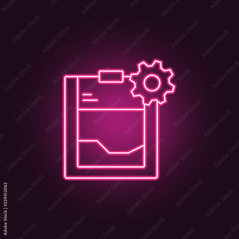 Poster management icon. elements of manufacturing in neon style icons. simple icon for websites, web design