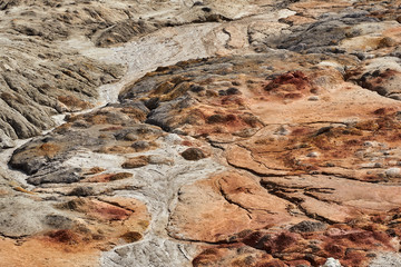 Clay Open Quarry Mars Landscape with Orange Water