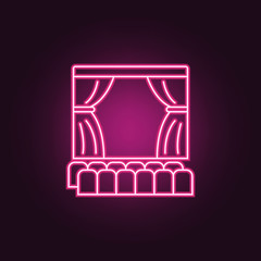 theater scene icon. Elements of Spotlight stage in neon style icons. Simple icon for websites, web design, mobile app, info graphics