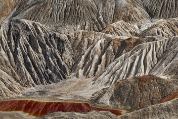 Clay Open Quarry Mars Landscape with Orange Water