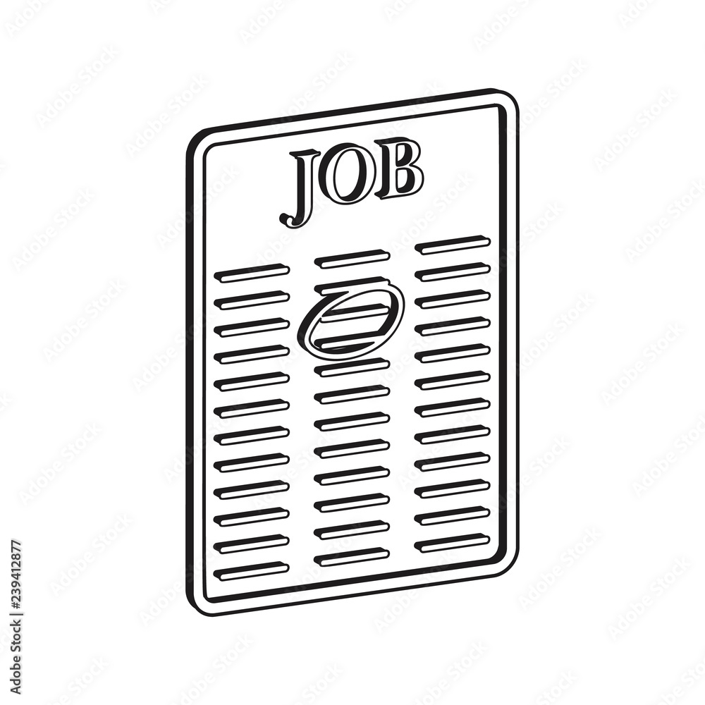 Poster highlighting the appropriate job in the ad icon. element of hr & heat hunting for mobile concept and