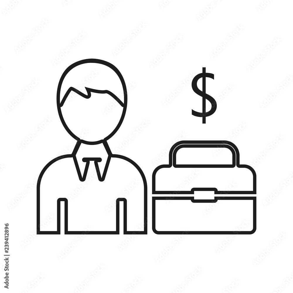 Aufkleber employee with a portfolio and a sign of money icon. element of hr & heat hunting for mobile concept 