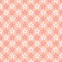 Seamless pattern of pink flowers