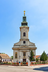Fototapeta na wymiar Novi Sad, Serbia - May 27, 2018: Church of the Holy Apostles Peter and Paul in Novi Sad. Greek Catholic Church.