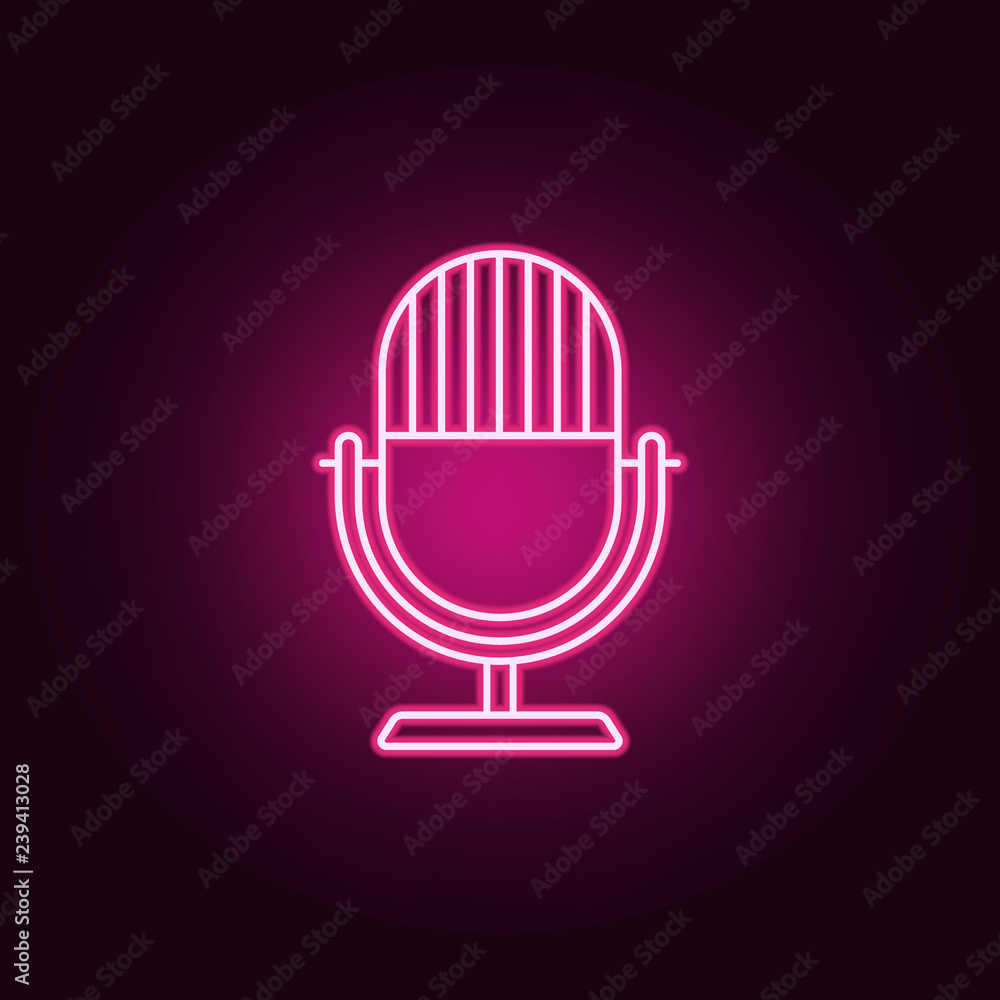 Poster microphone icon. elements of media in neon style icons. simple icon for websites, web design, mobile