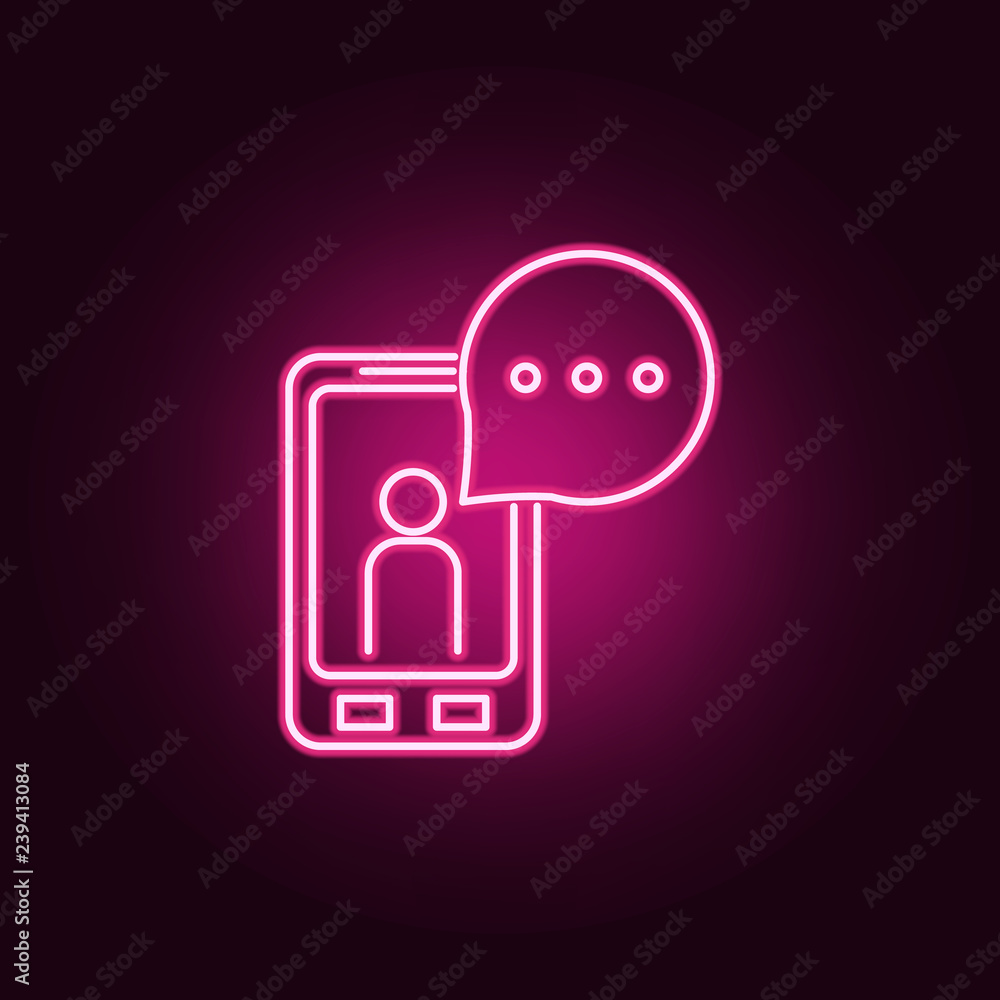 Poster message in smart phone icon. elements of media in neon style icons. simple icon for websites, web de