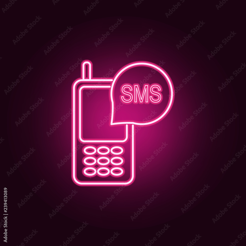 Poster sms in the phone icon. elements of media in neon style icons. simple icon for websites, web design, 