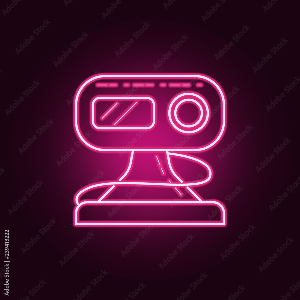 Poster webcam icon. elements of media in neon style icons. simple icon for websites, web design, mobile app