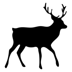 Reindeer Silhouette - Black and white cartoon silhouette of reindeer with antlers