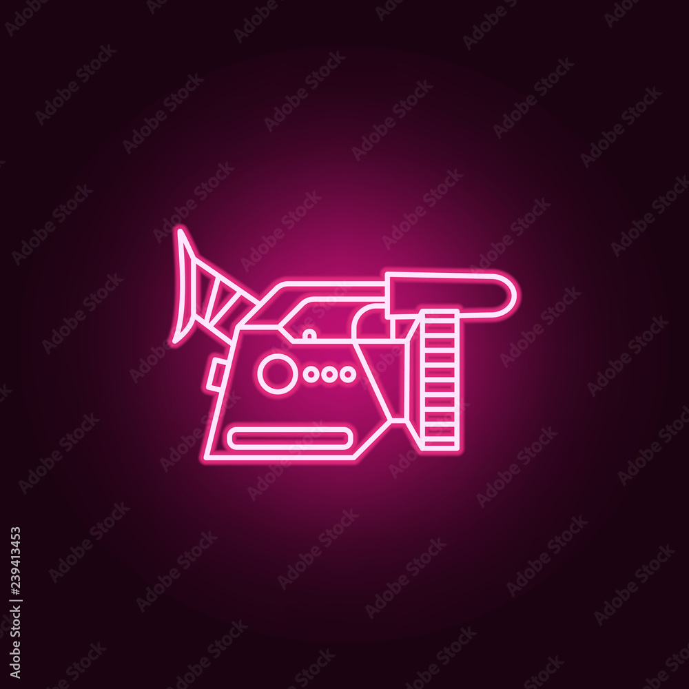 Poster professional camera icon. elements of media in neon style icons. simple icon for websites, web desig