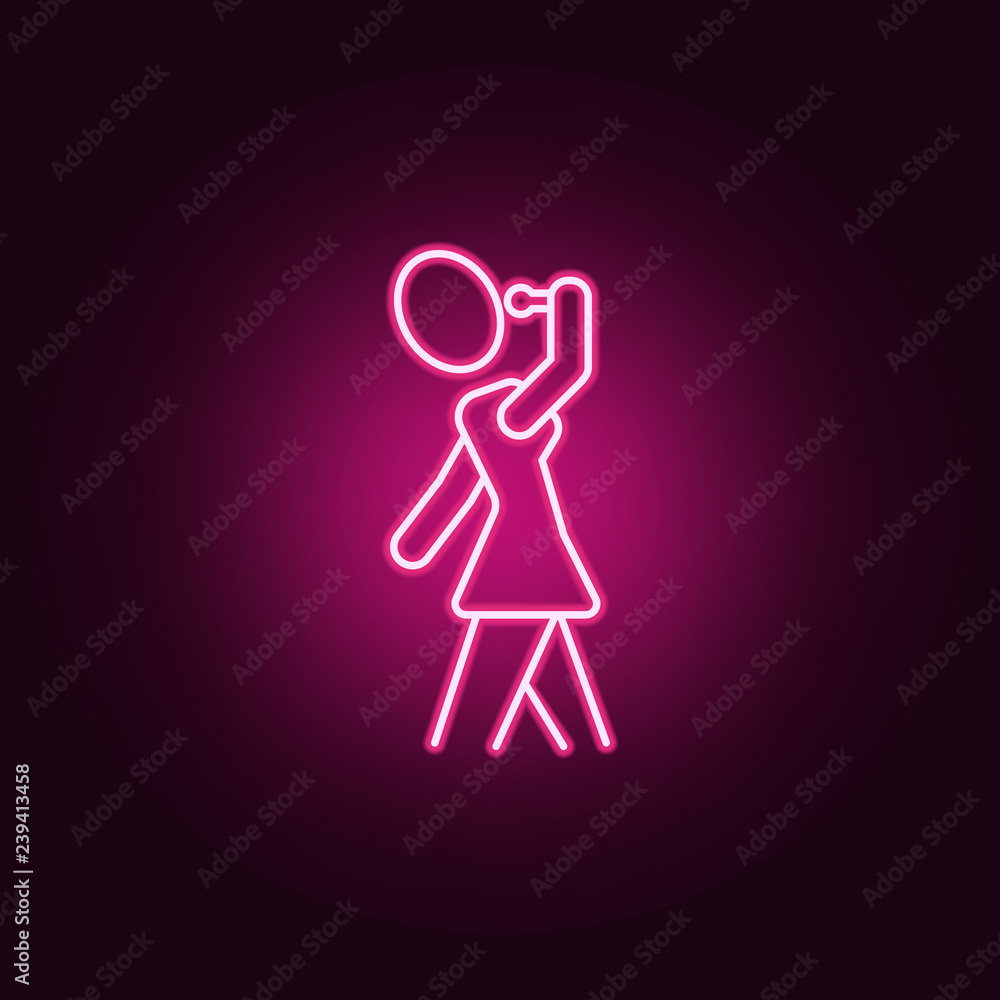 Poster singer icon. elements of media in neon style icons. simple icon for websites, web design, mobile app
