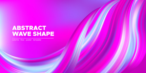 Wave 3d Poster with Colorful Liquid Shapes.