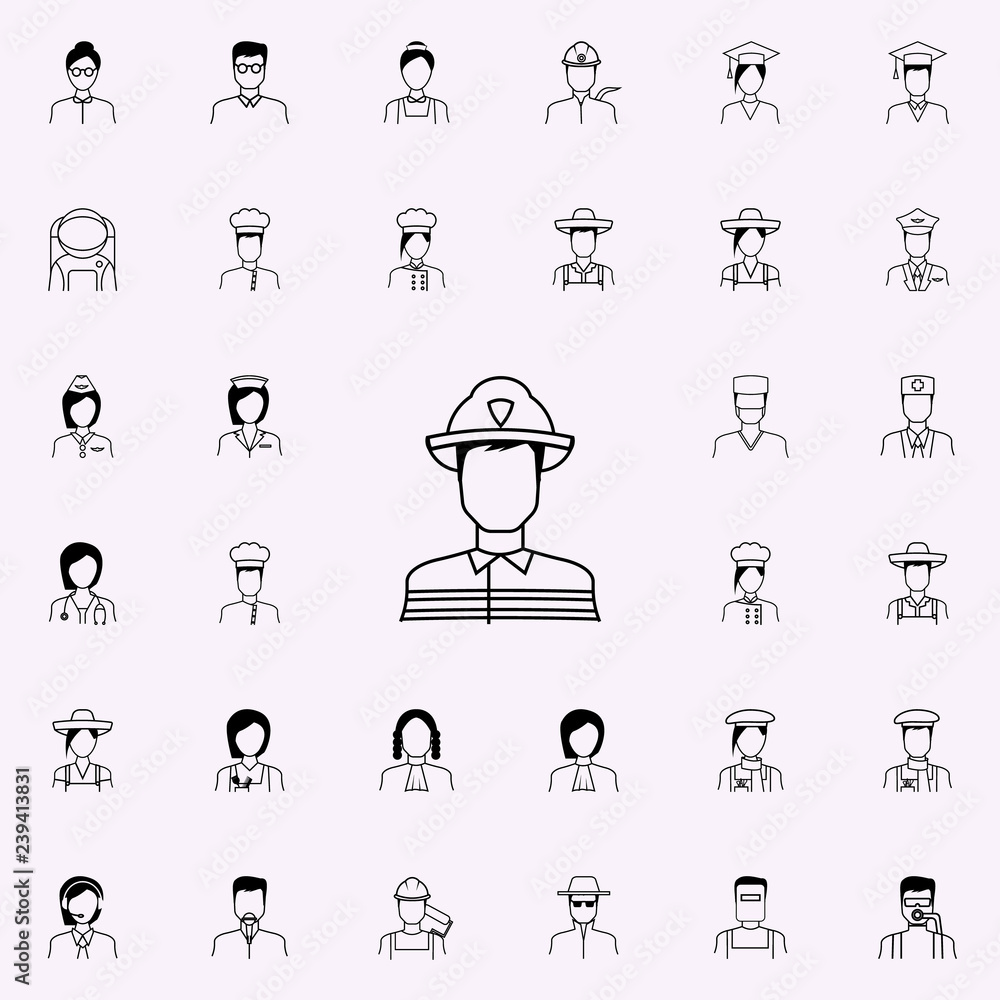 Poster firefighter icon. proffecions icons universal set for web and mobile