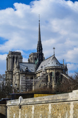 Fototapeta na wymiar The iconic Cathedral of Notre Dame de Paris on the Ile de la Cite