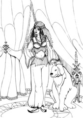  Dog with beautiful Princess. Coloring book  41