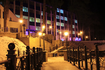 bridge on the background of lanterns