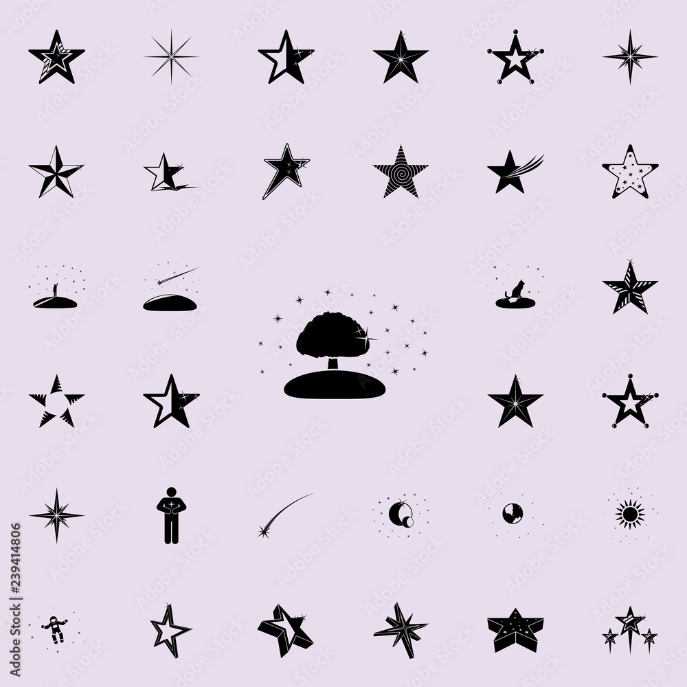 Poster tree and stars icon. stars icons universal set for web and mobile