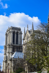 The iconic Cathedral of Notre Dame de Paris on the Ile de la Cite