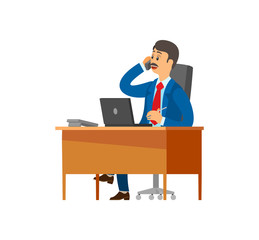 Fototapeta premium Boss, Chief Executive Talking on Mobile Phone