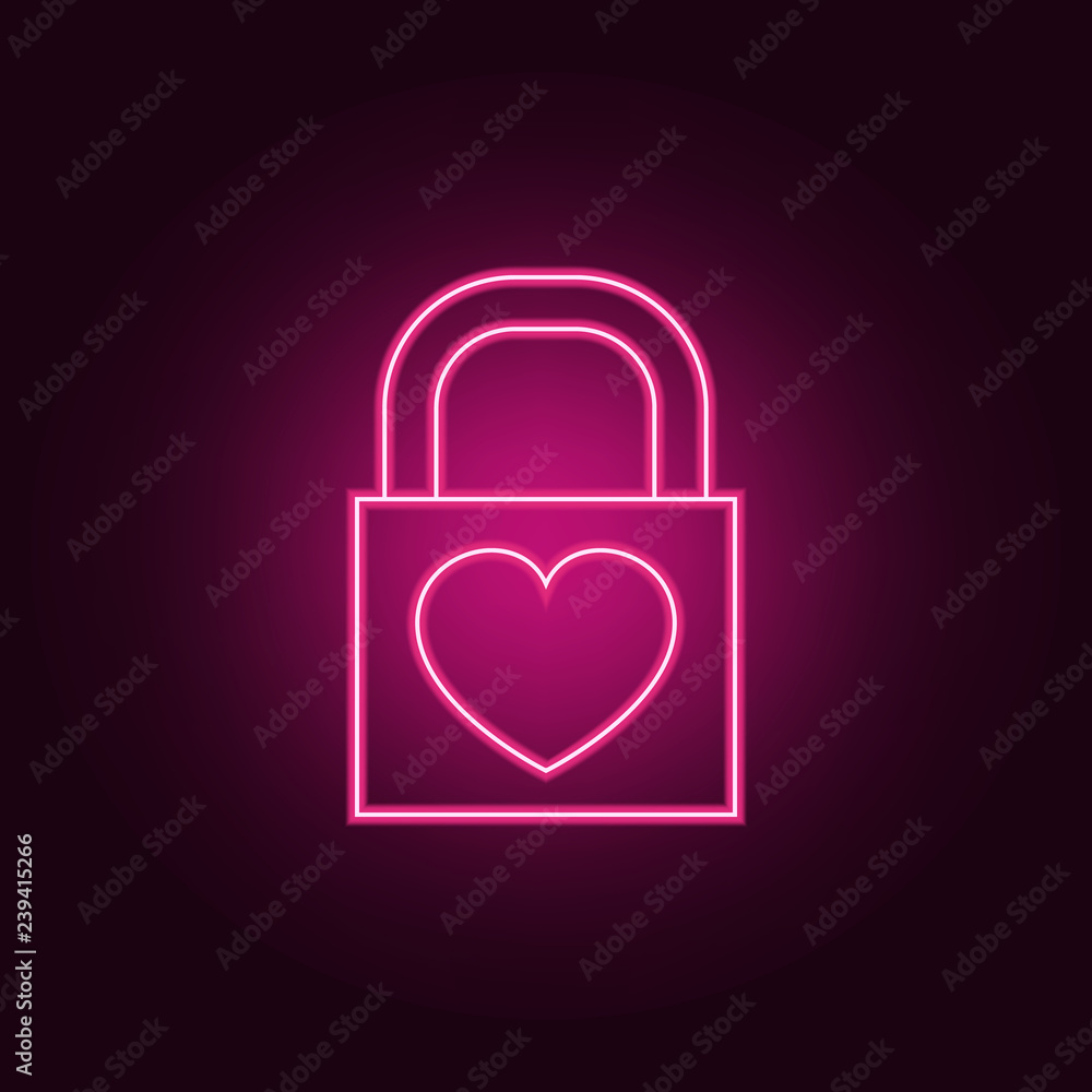 Poster castle with a heart icon. elements of valentine in neon style icons. simple icon for websites, web d