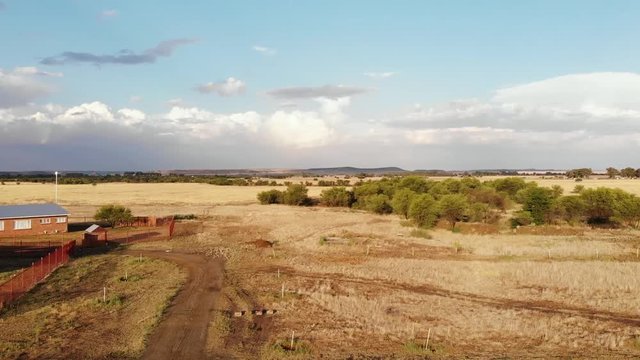 Drone Farm Field Fly Over Sunny Day