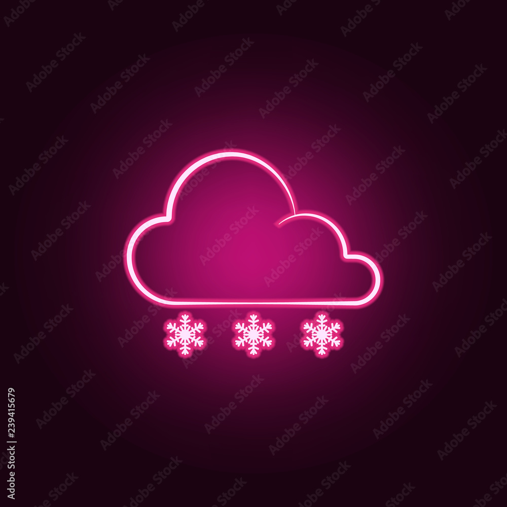 Poster sign weather snow icon. elements of weather in neon style icons. simple icon for websites, web desig