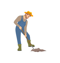 Farming Person Working on Land Vector Illustration