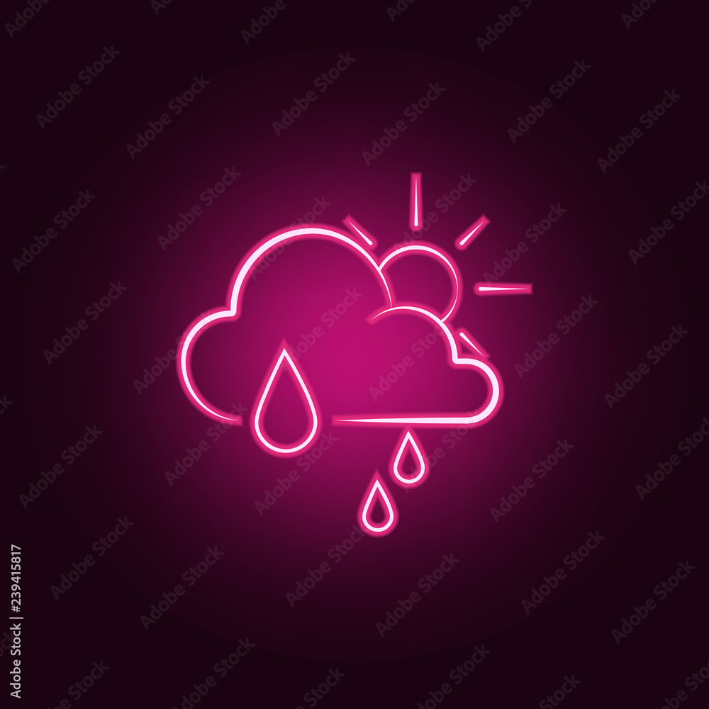 Poster partial rain sign icon. elements of weather in neon style icons. simple icon for websites, web desig