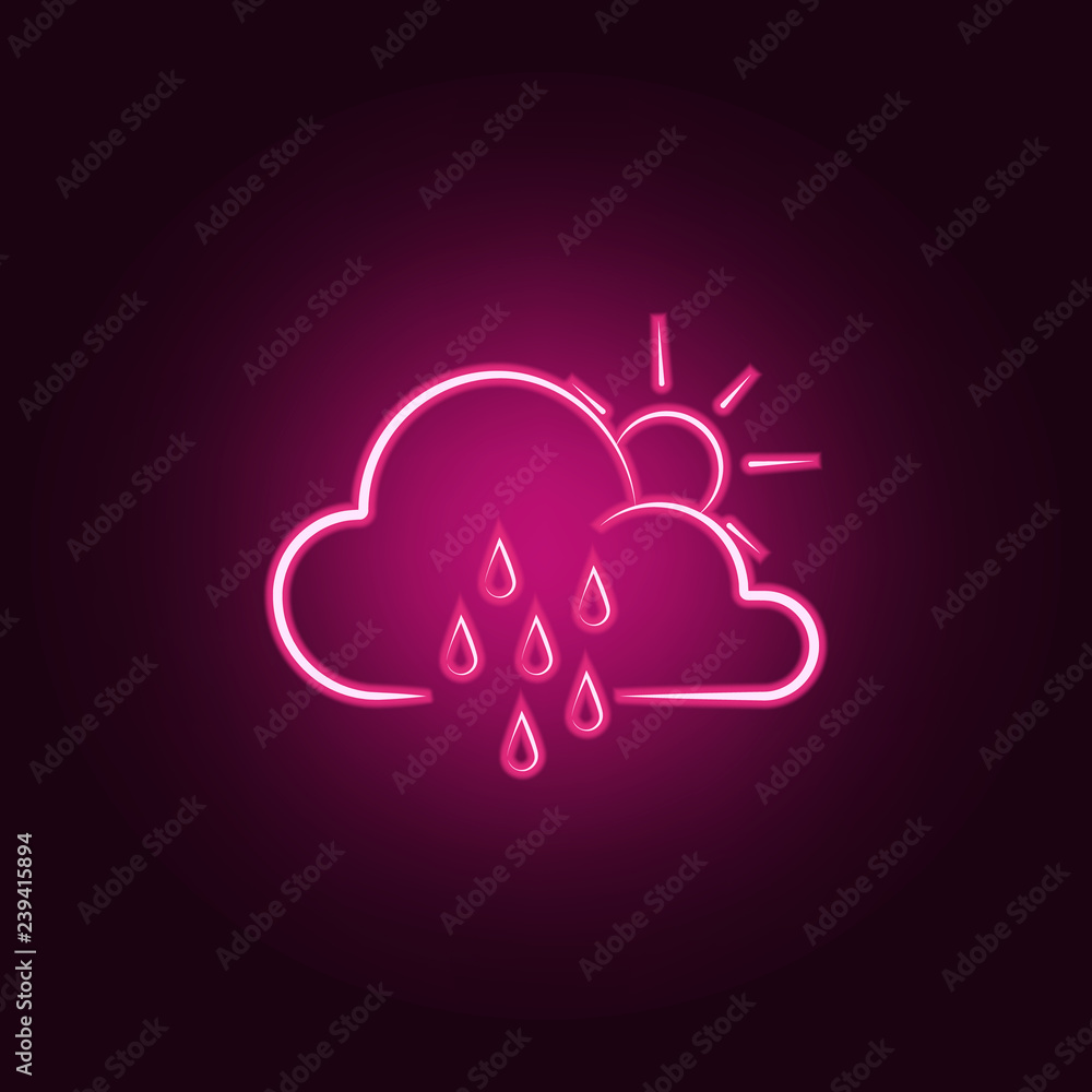 Poster partial rain sign icon. elements of weather in neon style icons. simple icon for websites, web desig