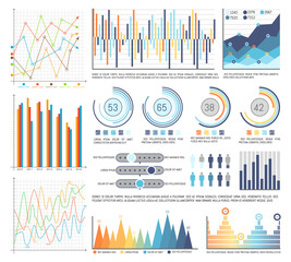 Pie Diagrams with Segments and Flowcharts Set
