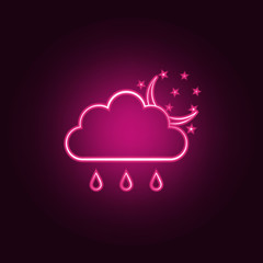 the sign of the night rain icon. Elements of Weather in neon style icons. Simple icon for websites, web design, mobile app, info graphics