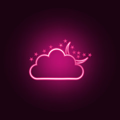 night cloud sign icon. Elements of Weather in neon style icons. Simple icon for websites, web design, mobile app, info graphics