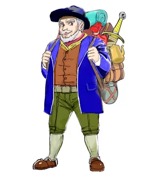 中世の行商人 イケメン爺さん カラーカンプ 下書き Uj Stock イラスト Adobe Stock