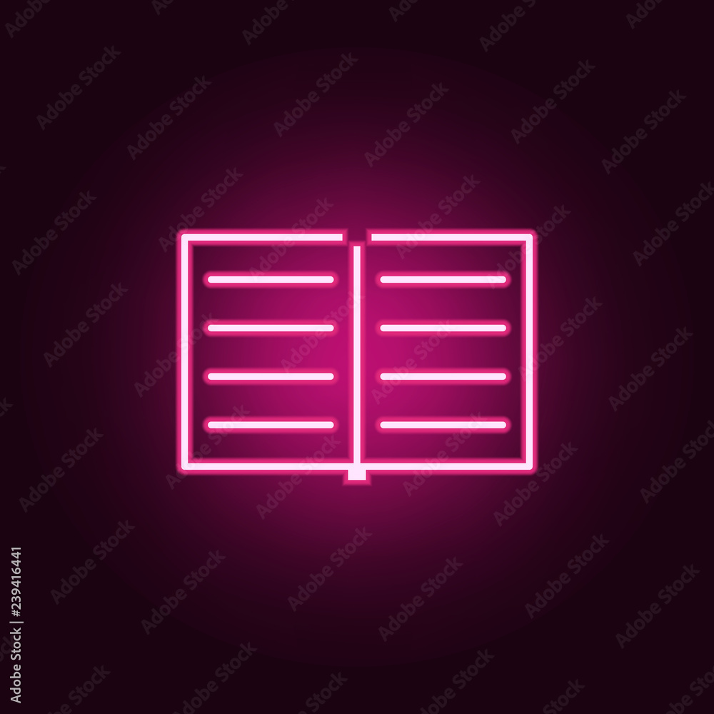 Poster open notebook icon. elements of web in neon style icons. simple icon for websites, web design, mobil