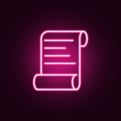 roll paper icon. Elements of web in neon style icons. Simple icon for websites, web design, mobile app, info graphics