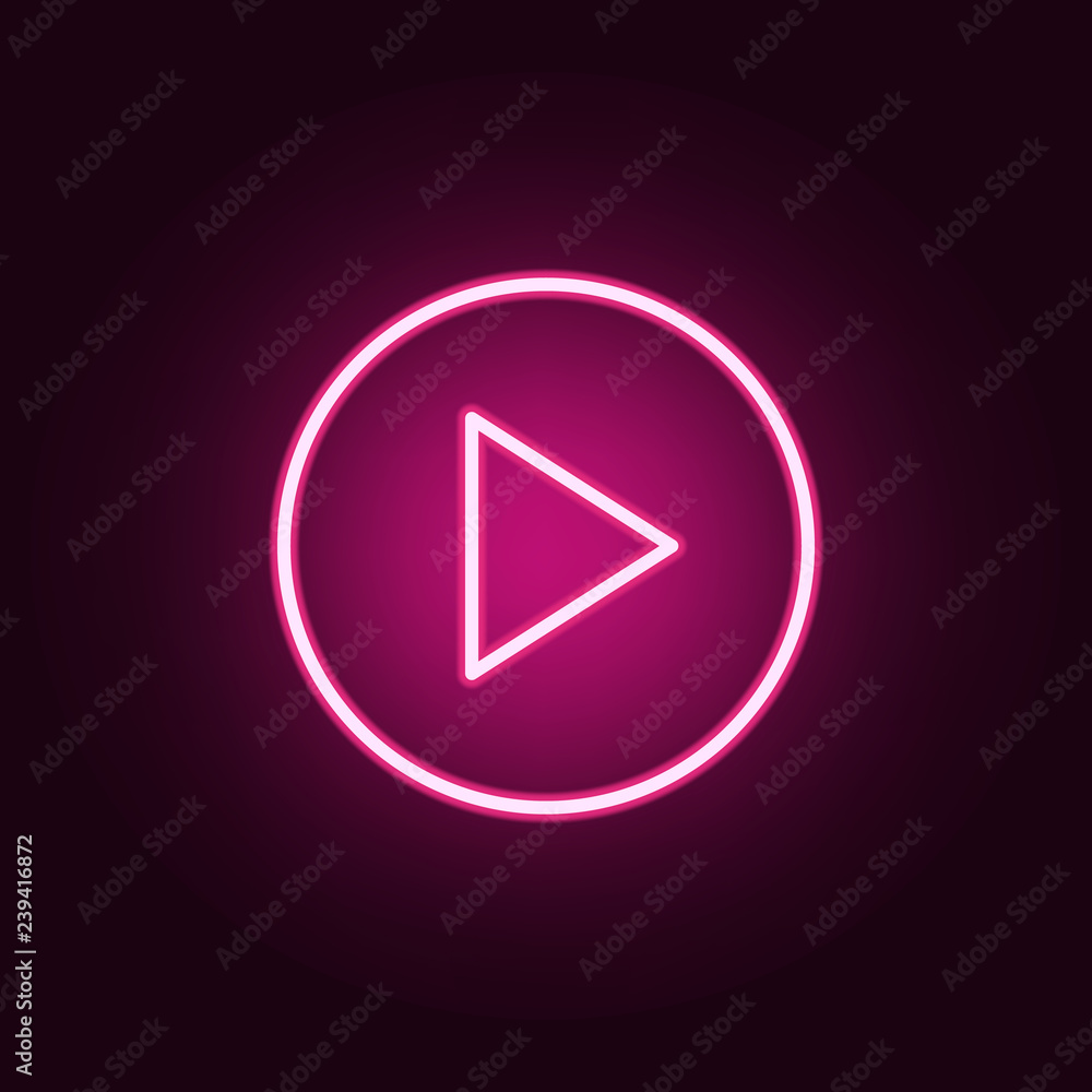 Poster sign for play in a circle icon. elements of web in neon style icons. simple icon for websites, web d