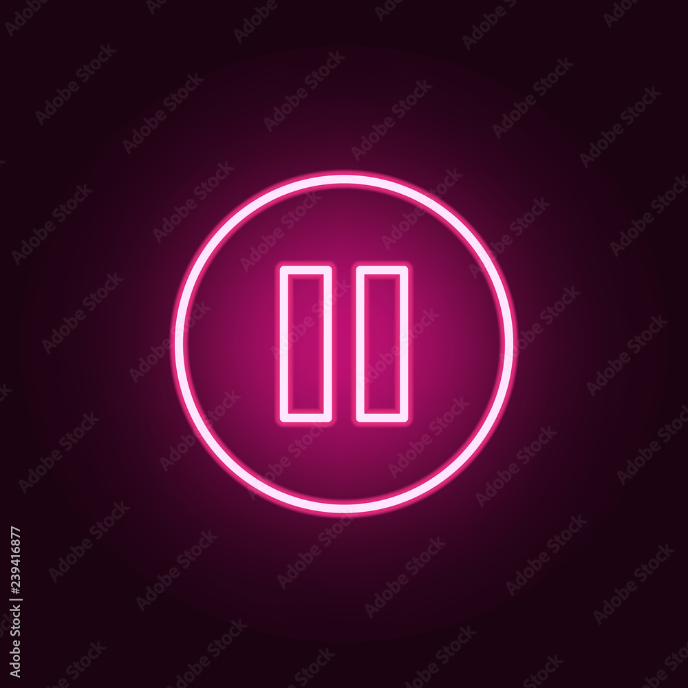 Poster pause sign in a circle icon. elements of web in neon style icons. simple icon for websites, web desi
