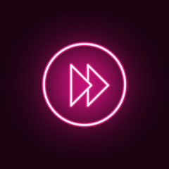 Fototapeta premium rewind mark in a circle icon. Elements of web in neon style icons. Simple icon for websites, web design, mobile app, info graphics
